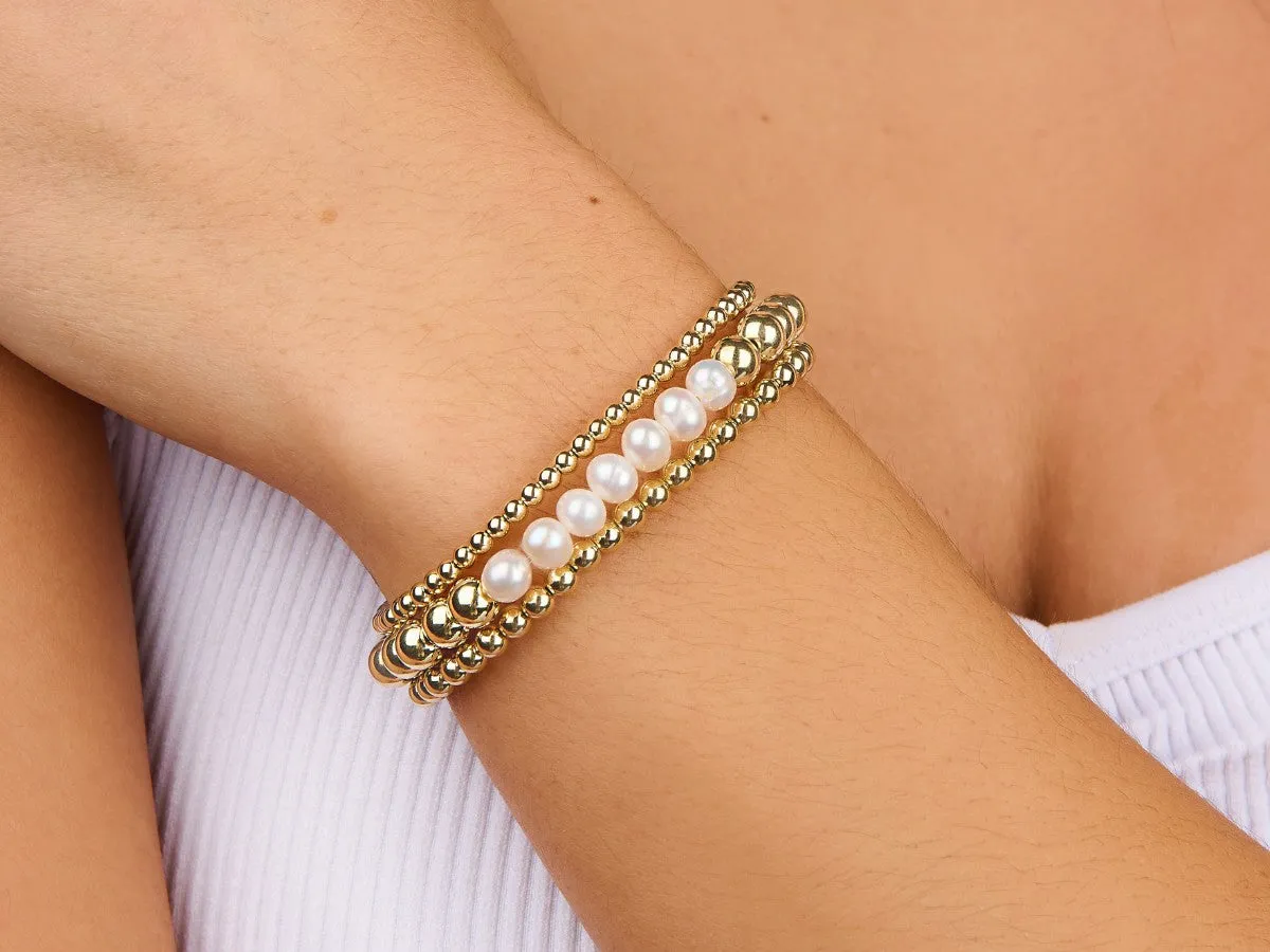 3 4mm Bead Pearl Bracelet Set