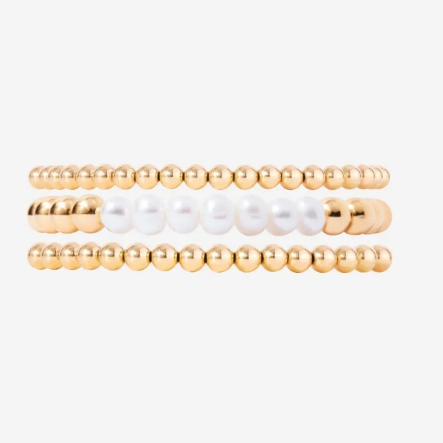 3 4mm Bead Pearl Bracelet Set