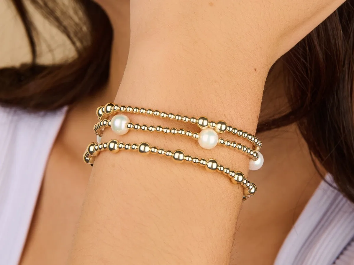 3 5mm Bead Pearl Bracelet Set