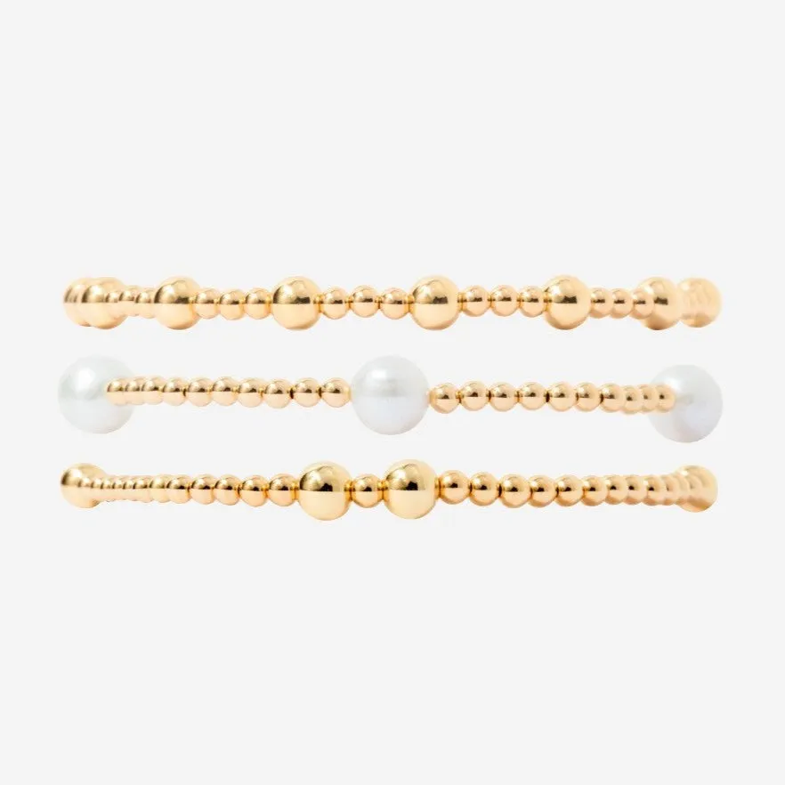 3 5mm Bead Pearl Bracelet Set