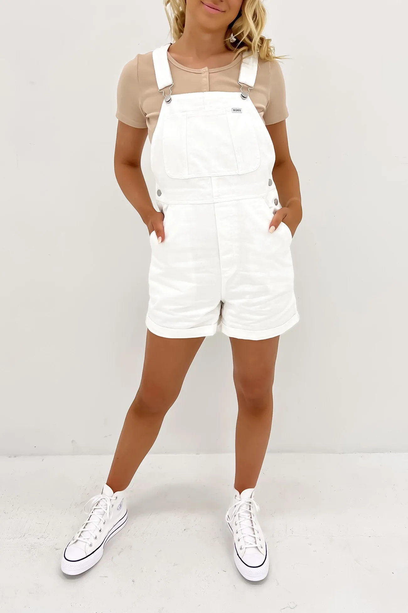 90s Dungaree Short Vintage White