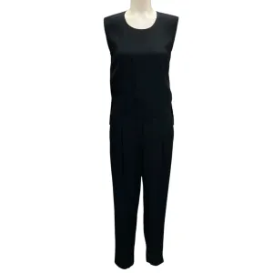 Akris Punto Black Embroidered Sleeveless Crepe Jumpsuit