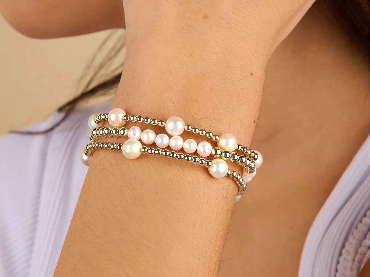 Alternating Pearl Bead Bracelet Set