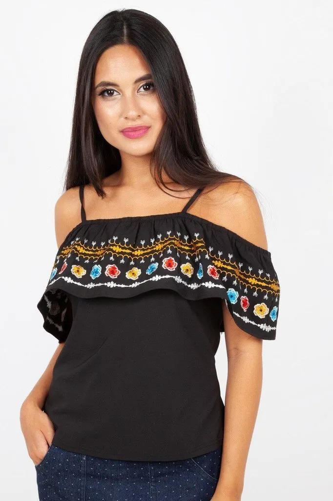 Anna Embroidered Ruffle Top