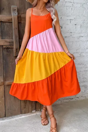 *APP EXCLUSIVE* Colorblock Spaghetti Strap Midi Dress