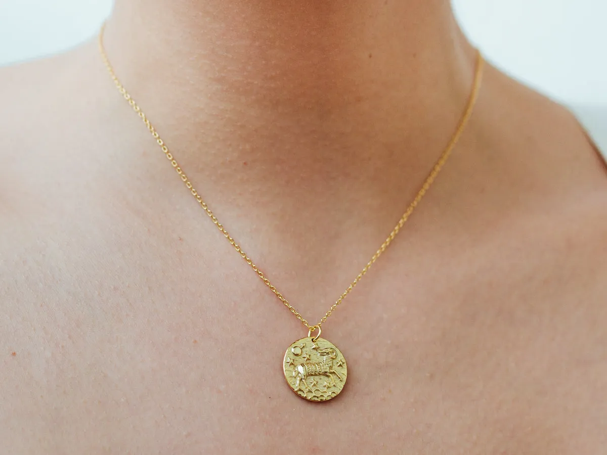 Aries Zodiac Coin Necklace