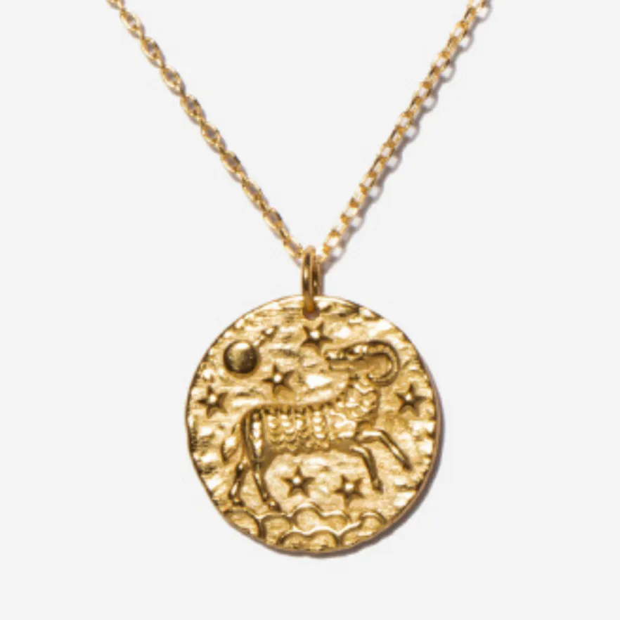 Aries Zodiac Coin Necklace