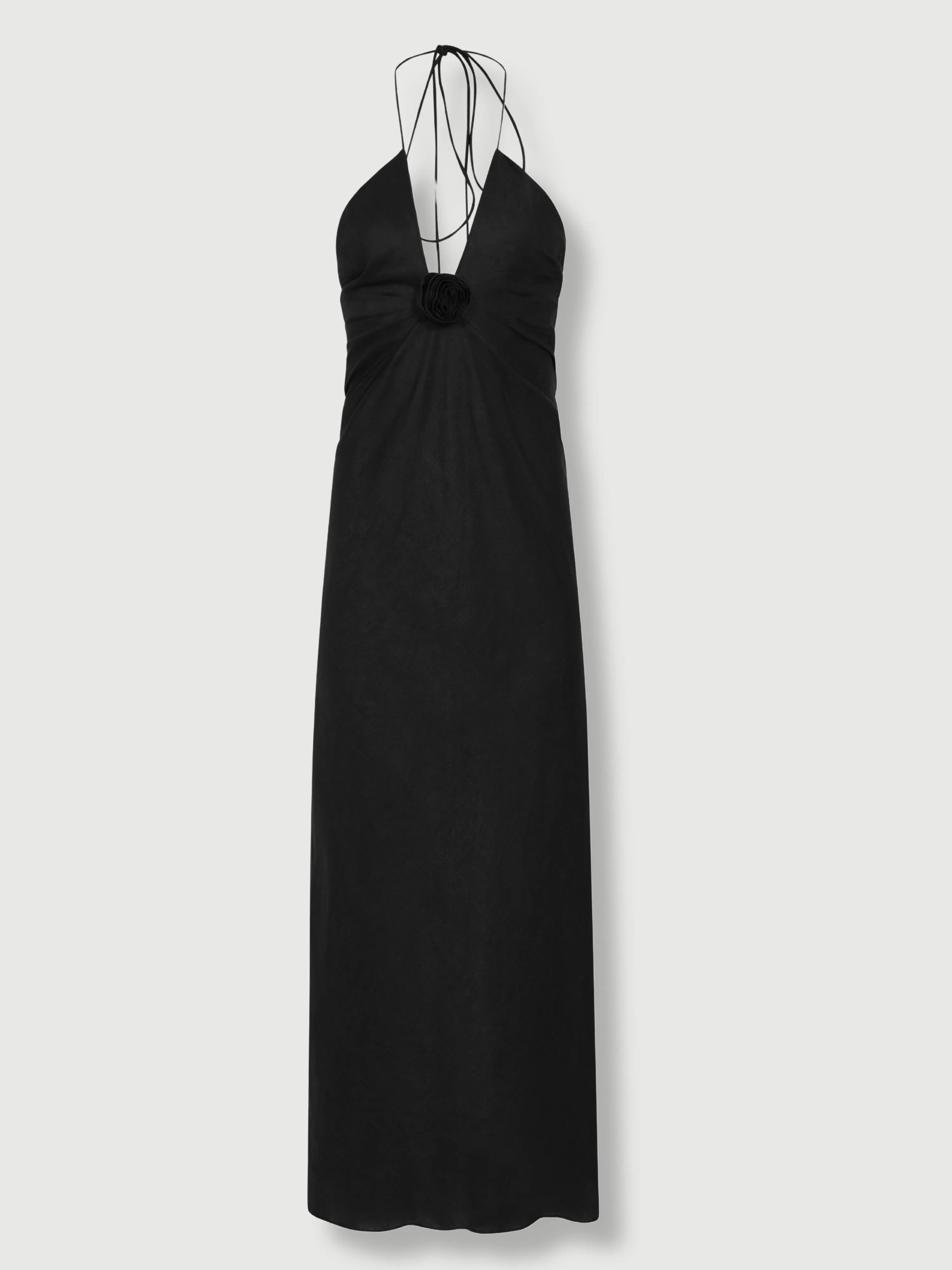 Athena Linen Maxi Dress Black