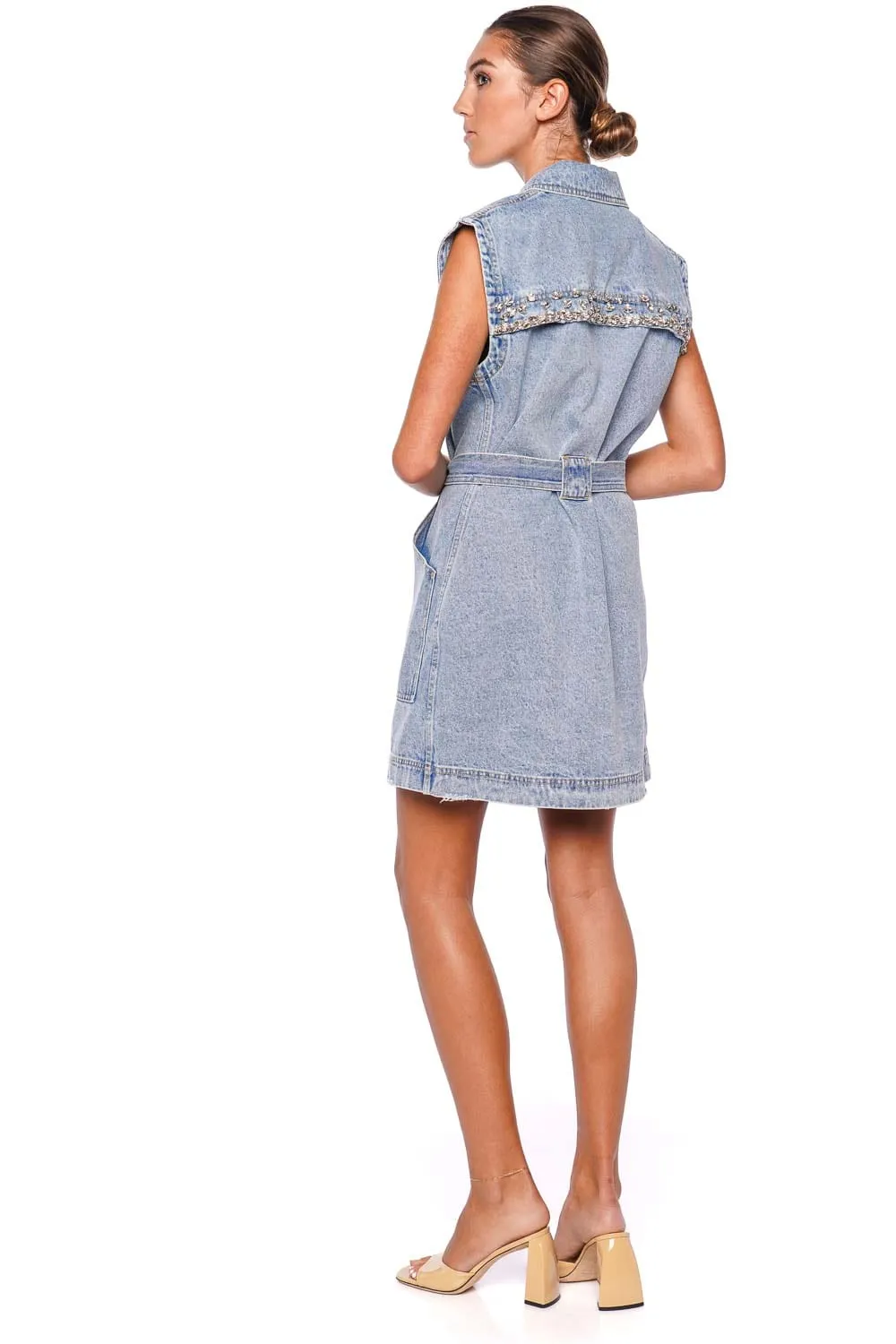 Atrina Embellished Denim Mini Dress