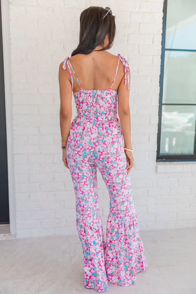 Aware of This Pink Floral Flare Leg Jumpsuit FINAL SALE