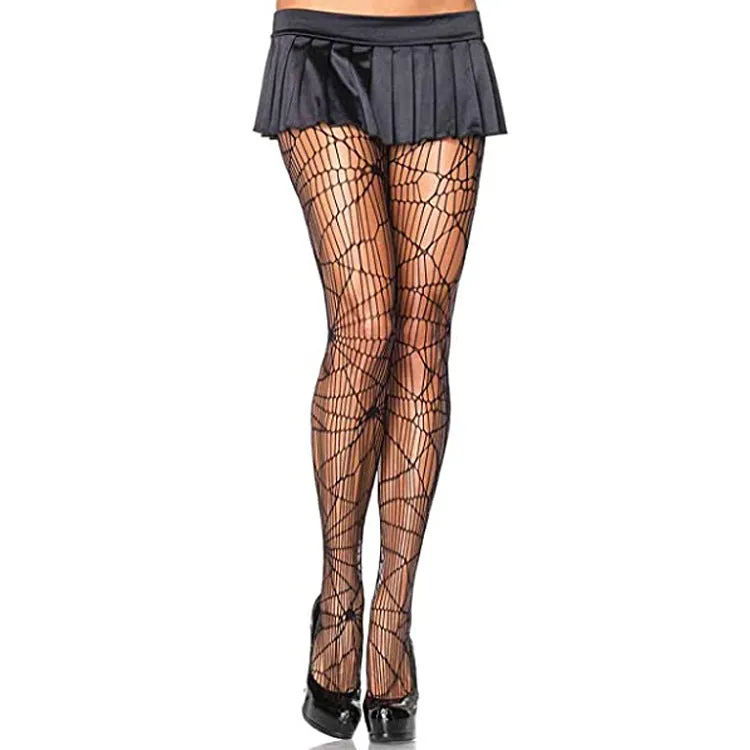 BerriesJam - 2024 Spider Big Skull Pattern Fishnet Tights