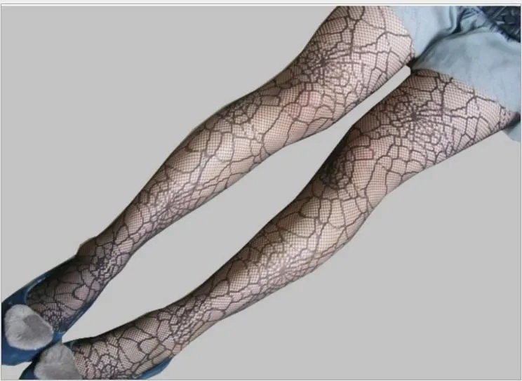 BerriesJam - 2024 Spider Big Skull Pattern Fishnet Tights