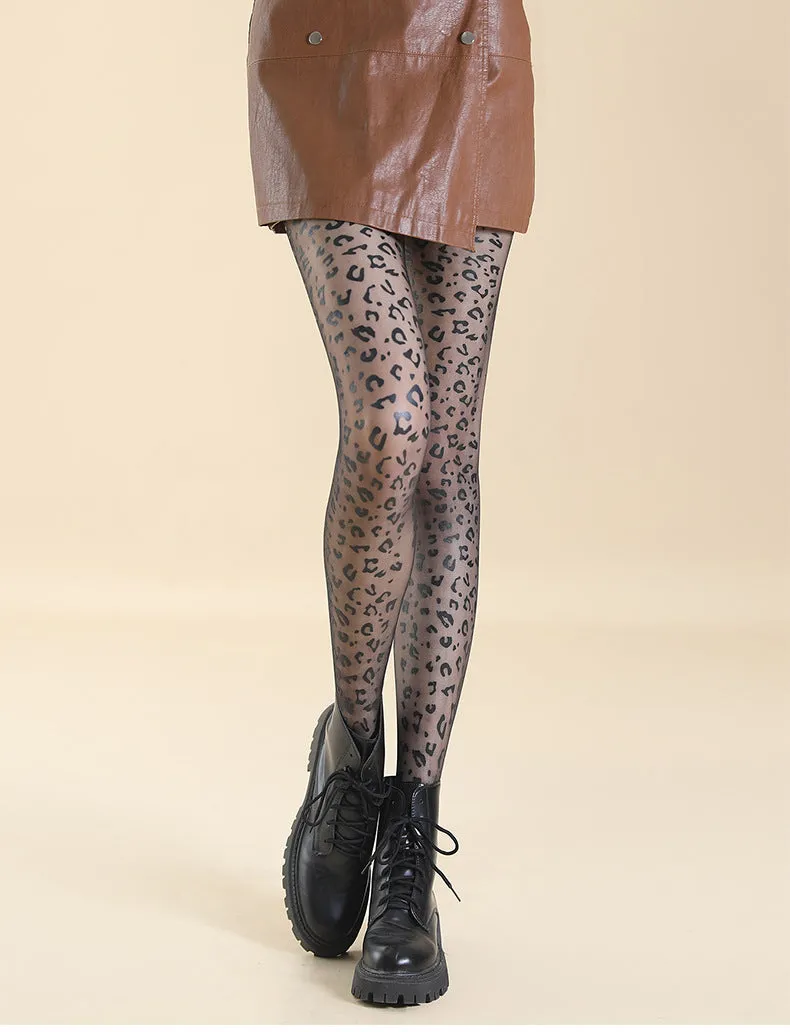 BerriesJam - 2024 Vintage Leopard Print Jumpsuit Skinny Stockings