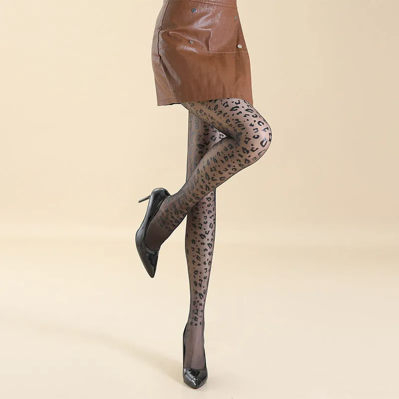 BerriesJam - 2024 Vintage Leopard Print Jumpsuit Skinny Stockings