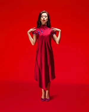 Bias Cheongsam (Burgundy)