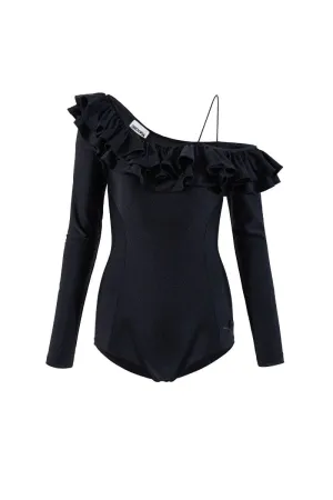 BLACK RUFFLE BODYSUIT