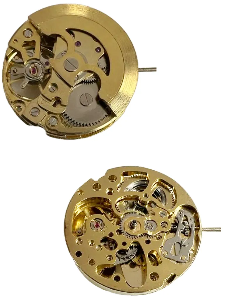 Chinese 7120 Skeleton Automatic Watch Movement 3 Hands, Golden