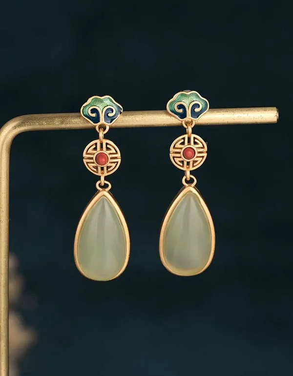 Chinese Style Water Droplets Vintage Earrings