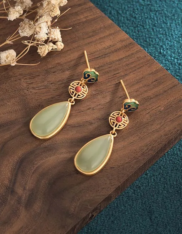 Chinese Style Water Droplets Vintage Earrings