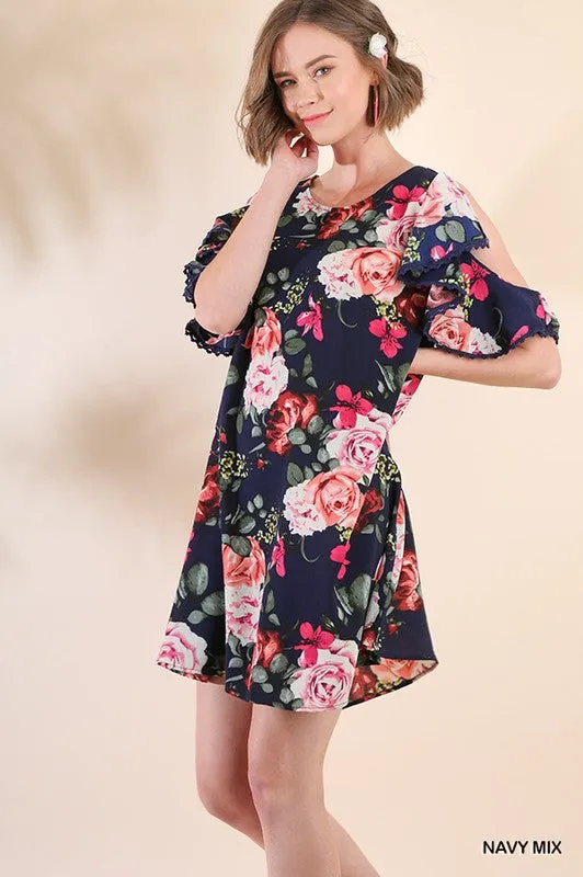 Cold Shoulder Floral Dress