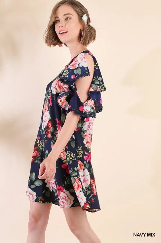 Cold Shoulder Floral Dress