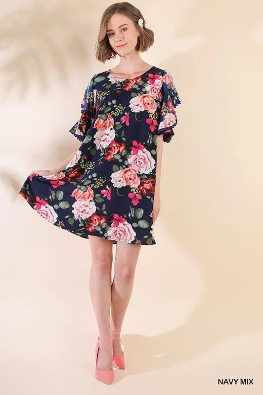 Cold Shoulder Floral Dress