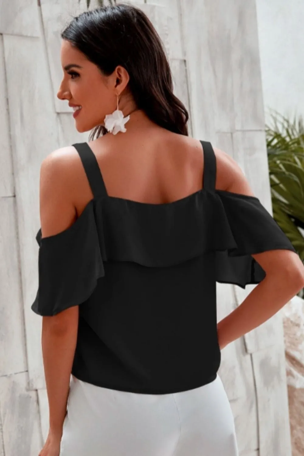 Cold Shoulder Ruffle Blouse