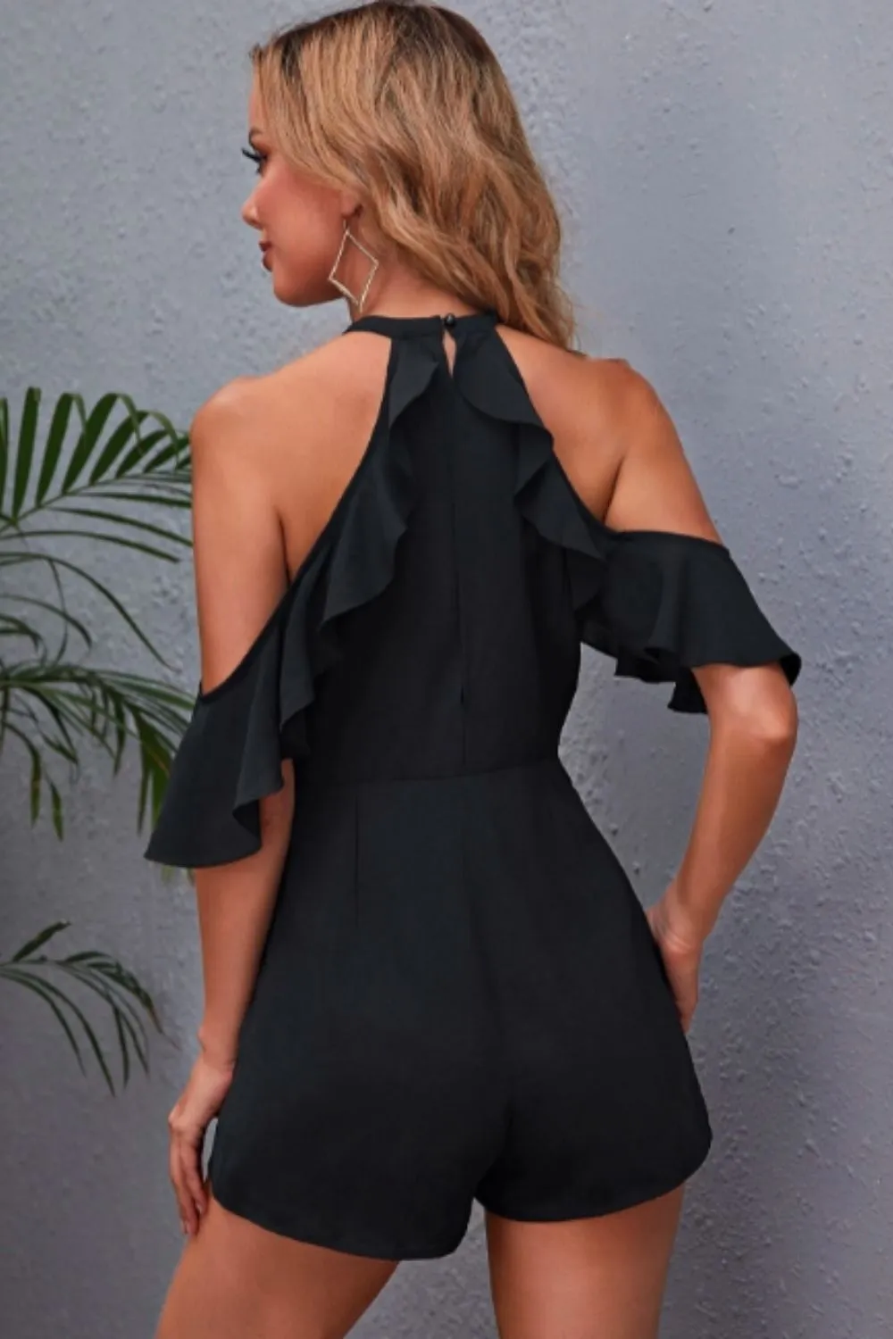 Cold Shoulder Ruffle Romper