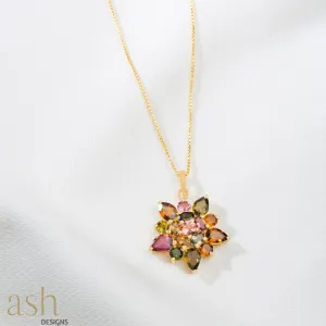 Dahlia Gemstone Pendant With Chain