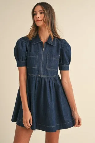 DENIM ZIP DRESS