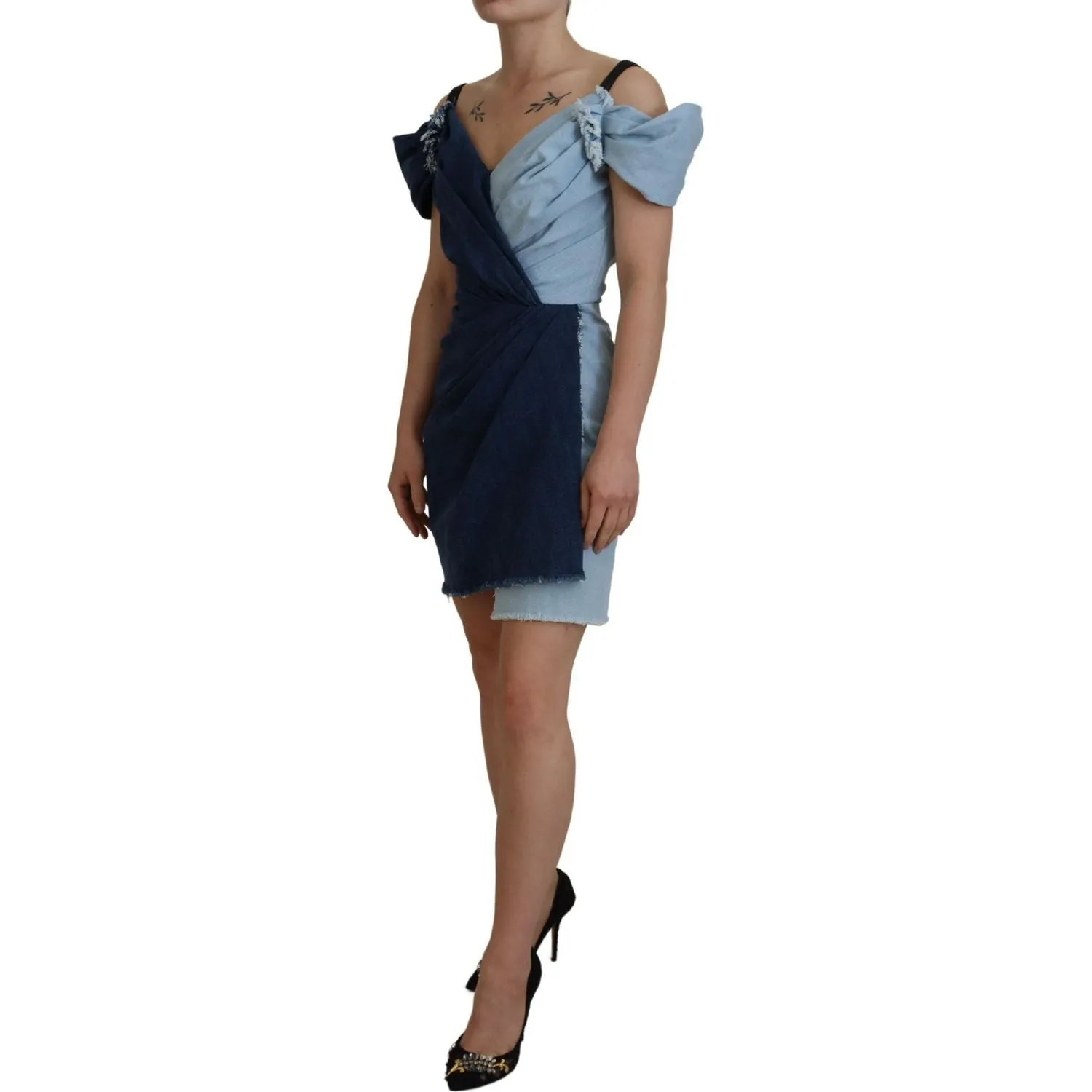 Dolce & Gabbana Chic Two Tone Denim Sheath Dress