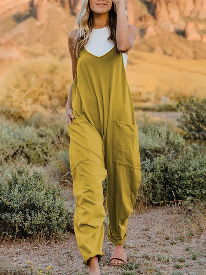 Double Take, Sleeveless V-Neck Pocketed Jumpsuit