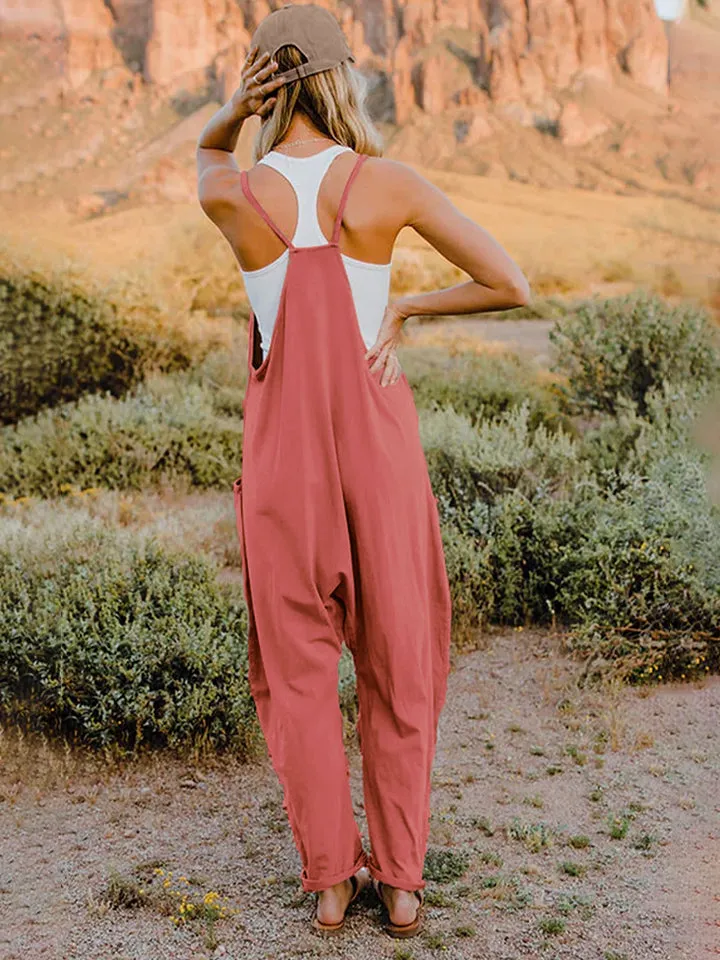 Double Take, Sleeveless V-Neck Pocketed Jumpsuit