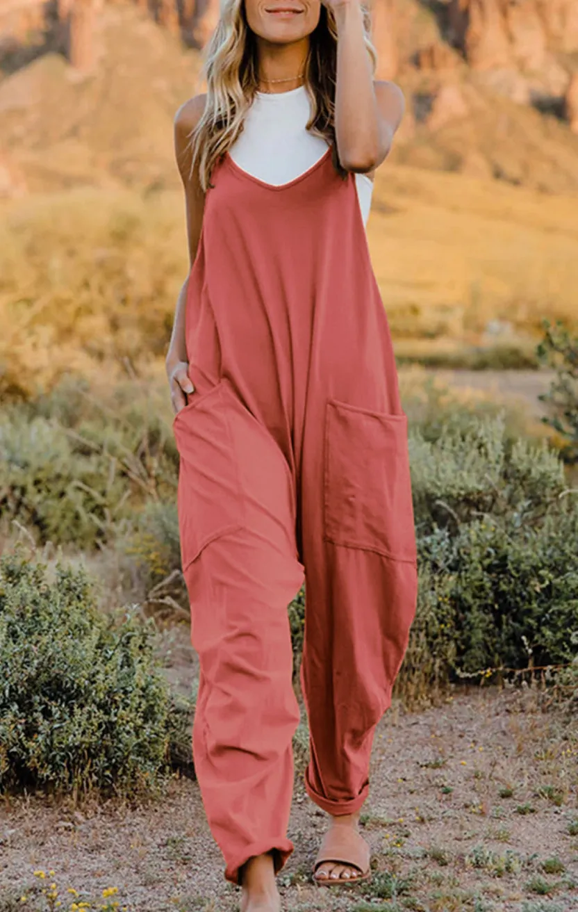 Double Take, Sleeveless V-Neck Pocketed Jumpsuit