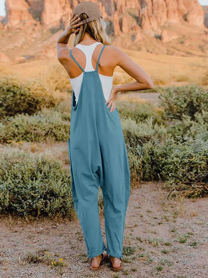 Double Take V-Neck Sleeveless Jumpsuit with Pockets