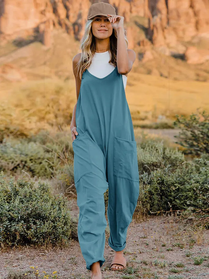 Double Take V-Neck Sleeveless Jumpsuit with Pockets