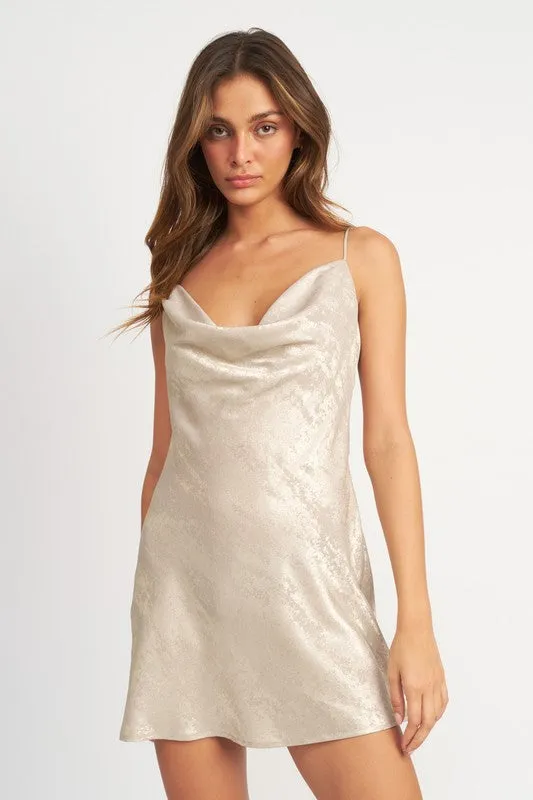 Emory Park COWL NECK MINI SLIP DRESS