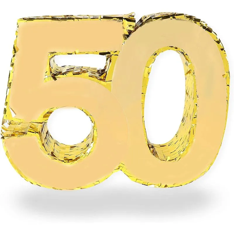 Gold Foil Pinata for 50th Birthday Party (16.5 x 13 In)