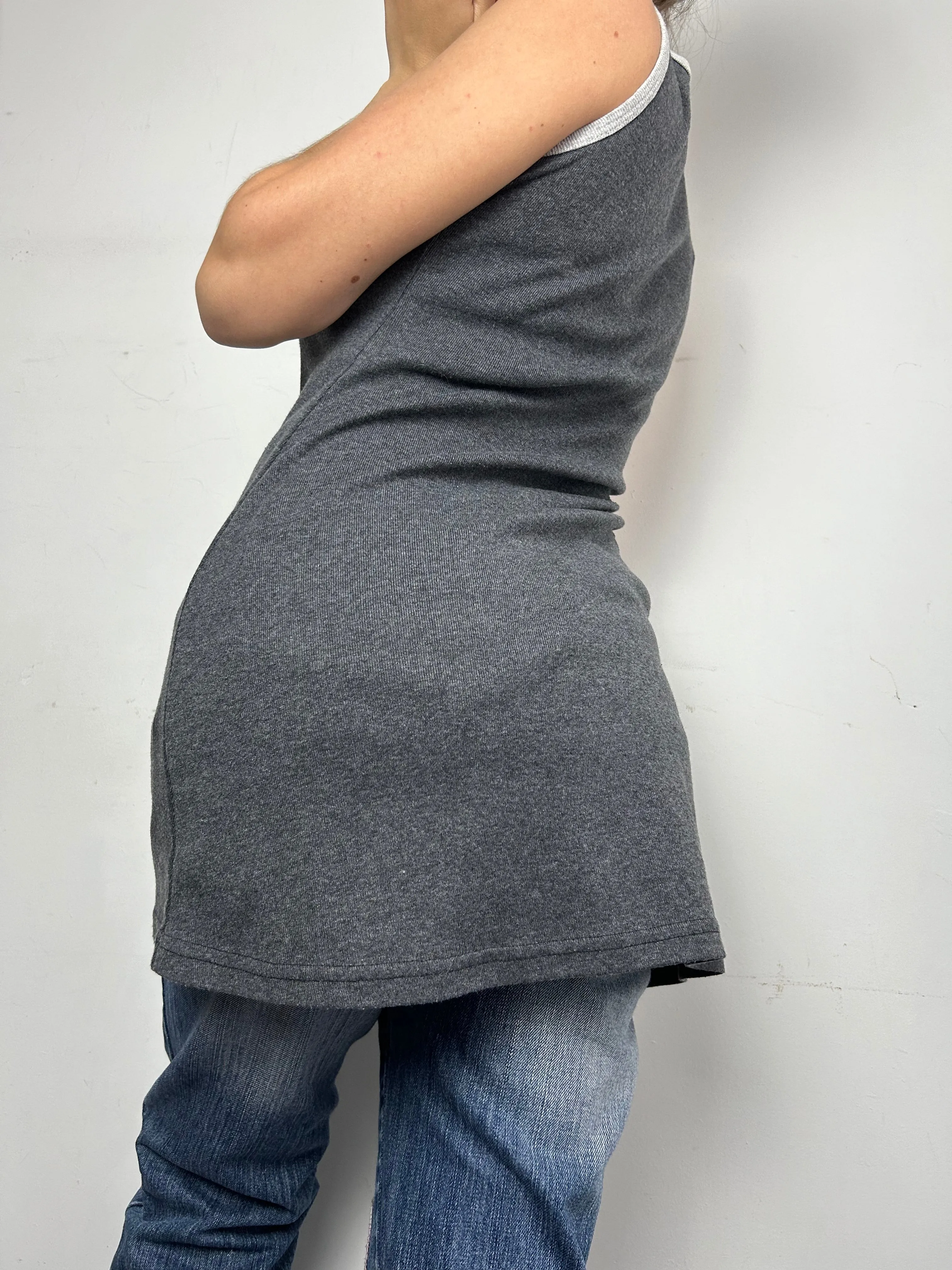 Grey sporty cotton mini dress (S)