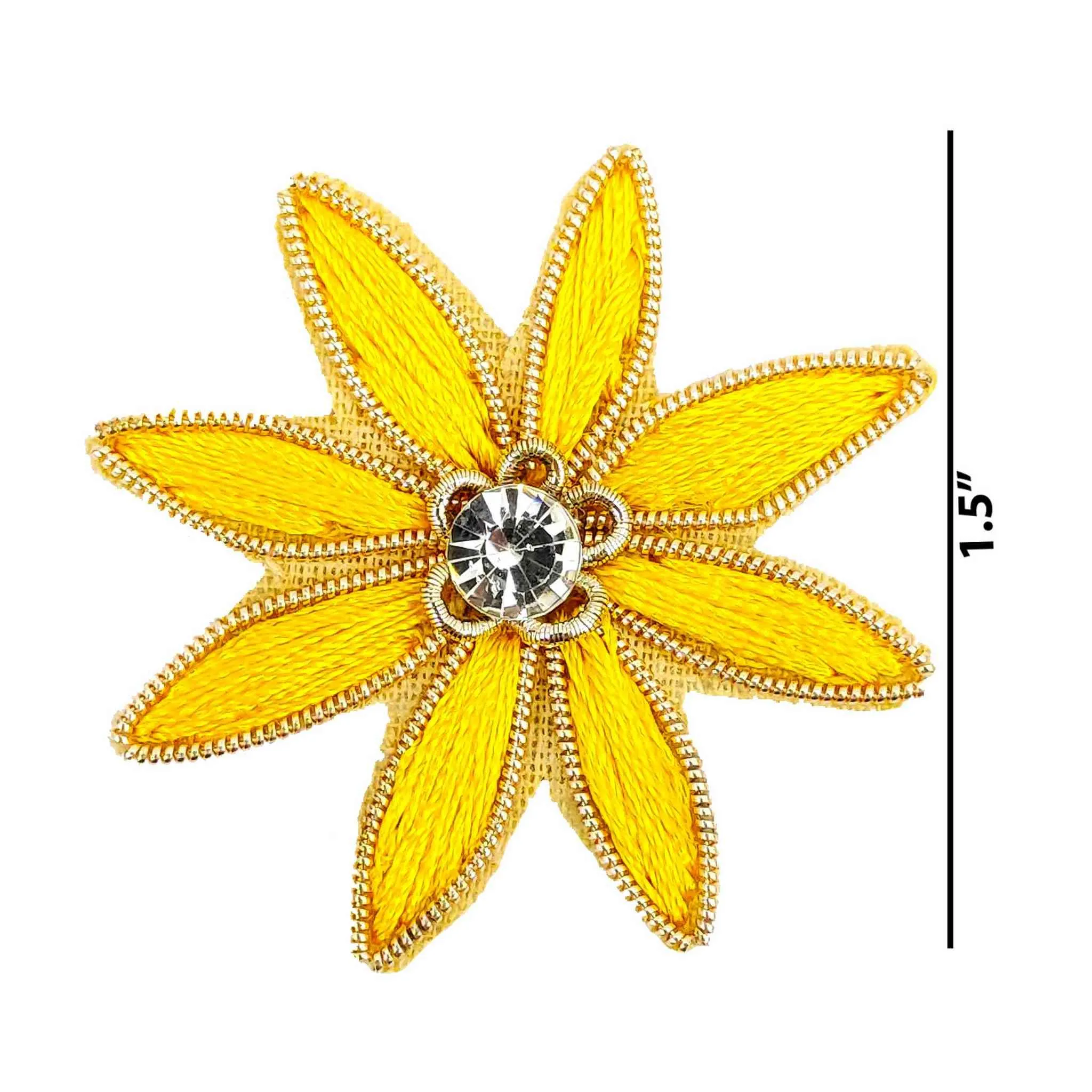 Handmade Threaded Star Applique with Rhinestones Buti for Textile or Decoration - 11215