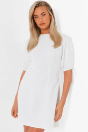 High Neck Puff Sleeved Mini Dress