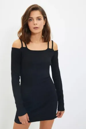 Is It True Cold Shoulder Dress Black