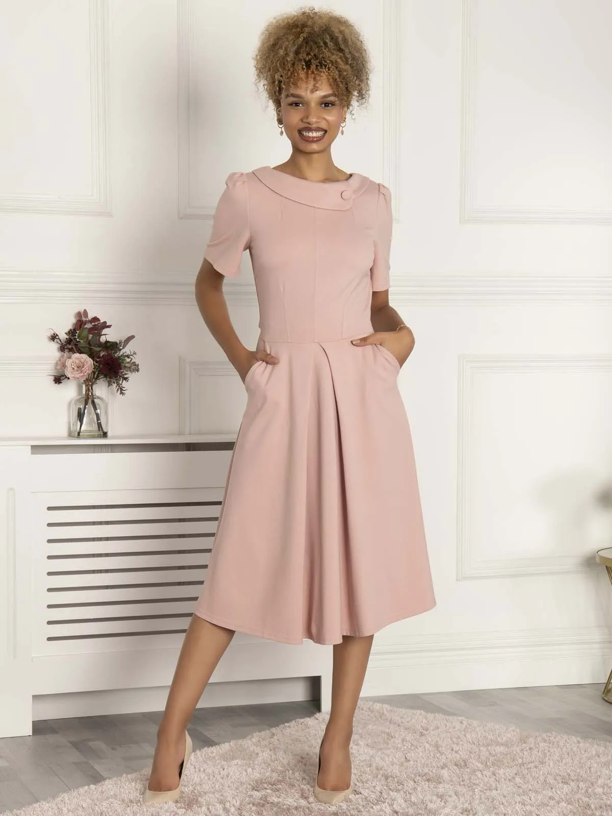 Jolie Moi Bay Peter Tea Dress, Light Pink