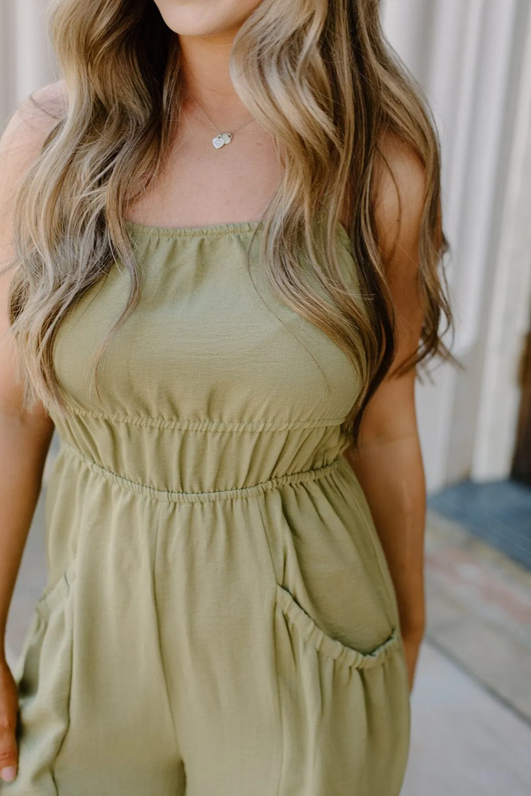 Lime Synched Waist Jumpsuit