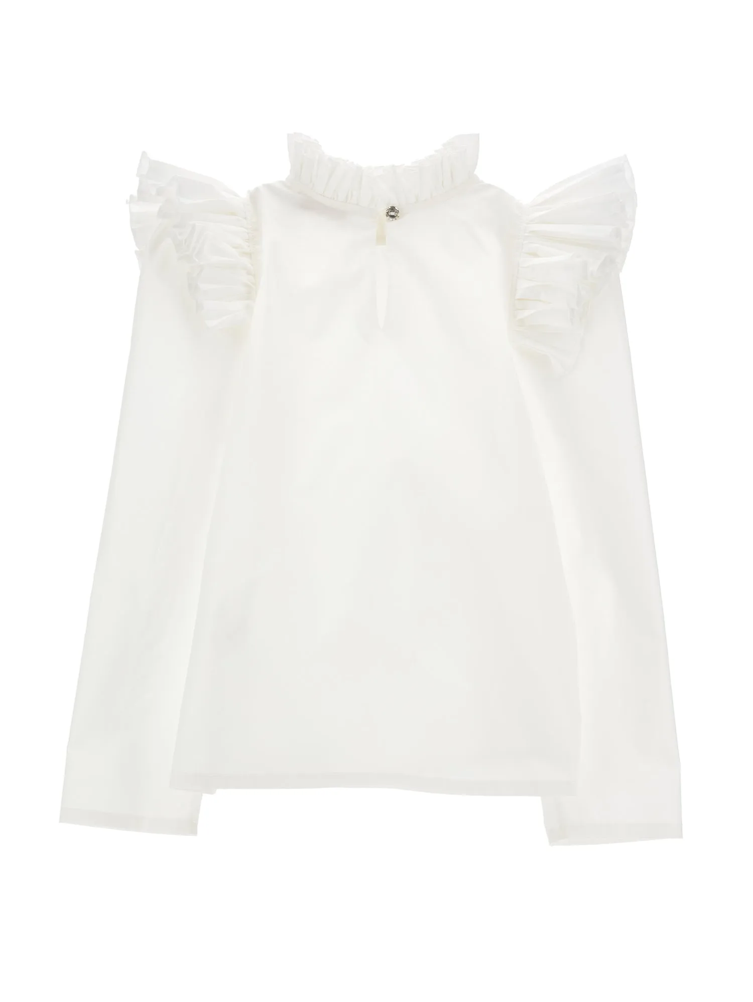 ML White Ruffle Shoulder Blouse