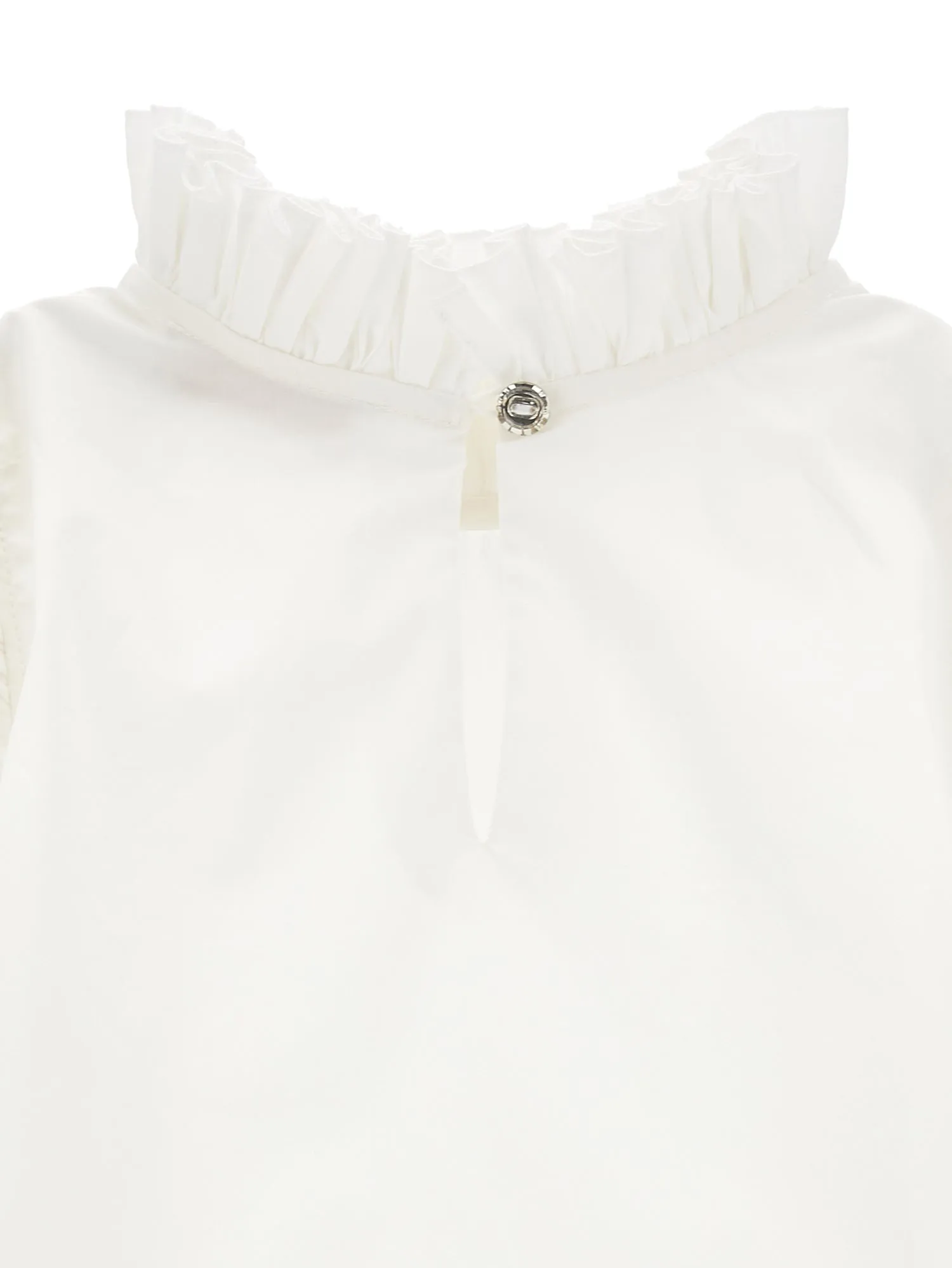 ML White Ruffle Shoulder Blouse