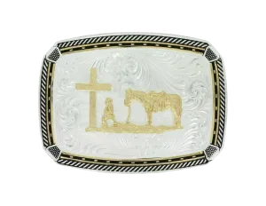 Montana Silversmith Christian Cowboy Kneels Cross Belt Buckle