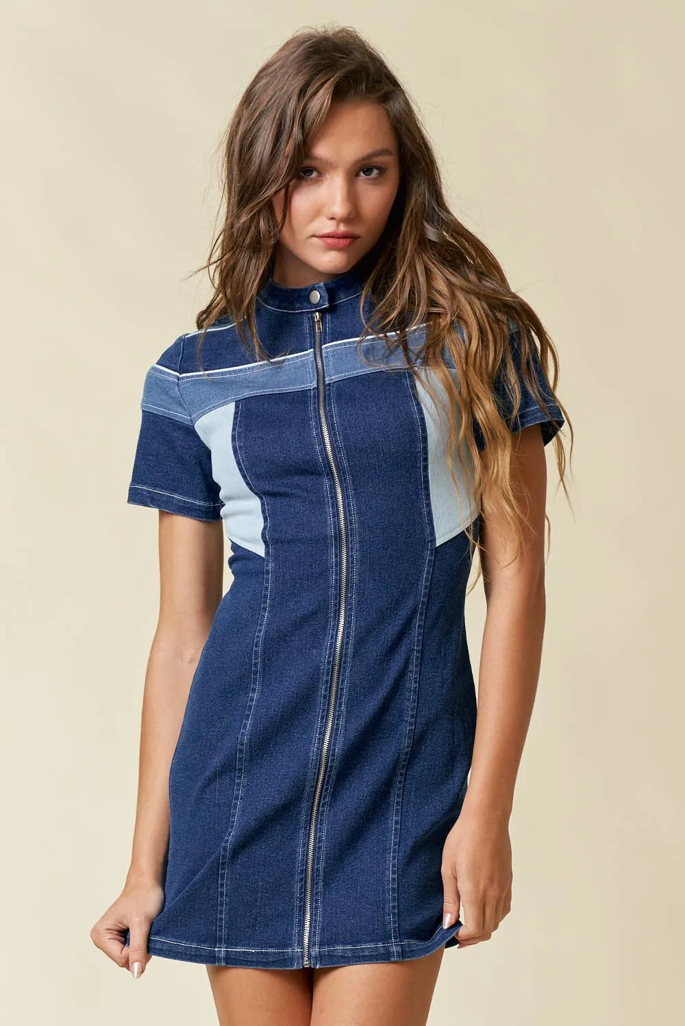 Moto Denim Dress