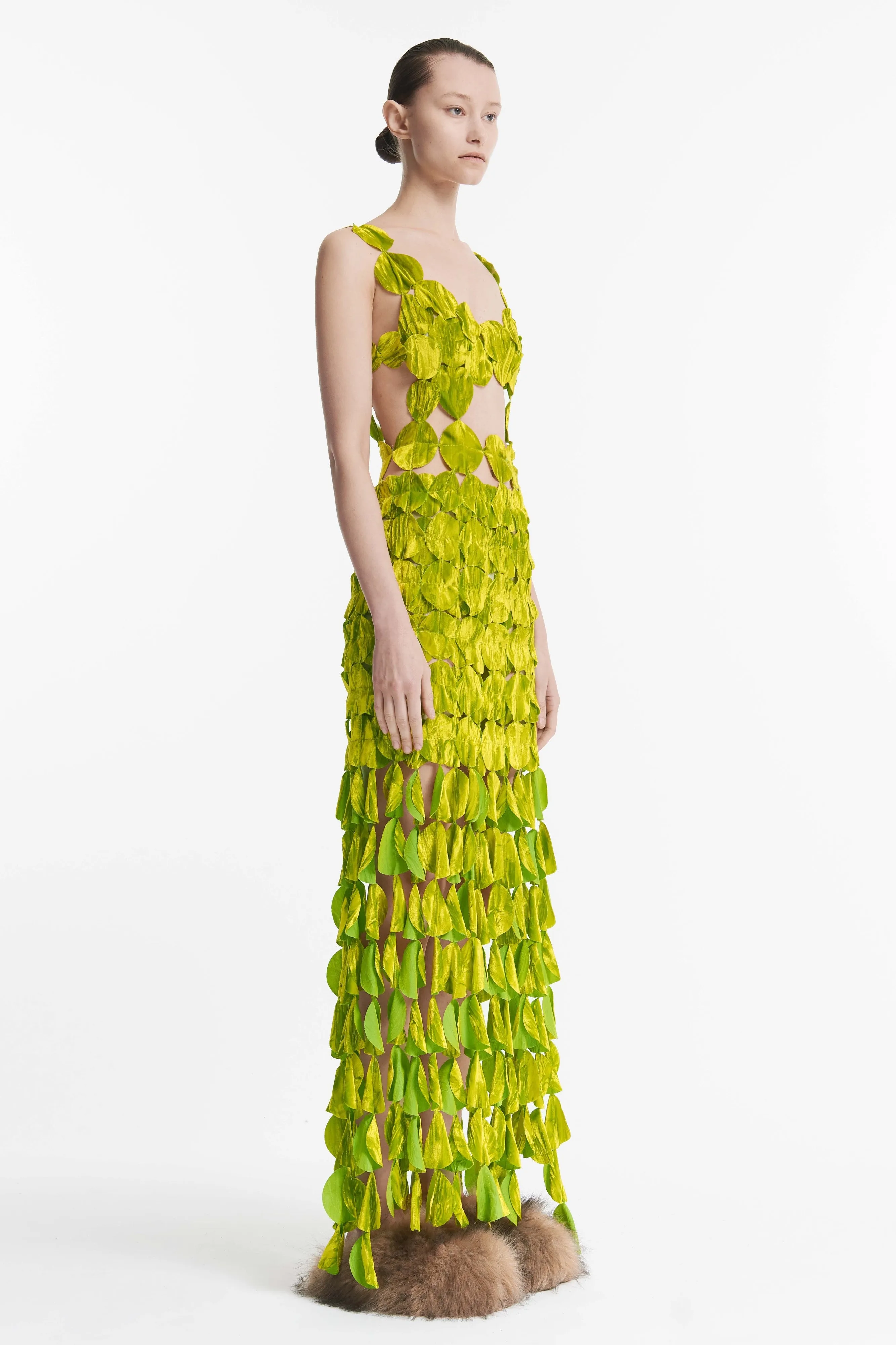 Multi Circle Asymmetric Double Layered Dress Citron - Exclusive