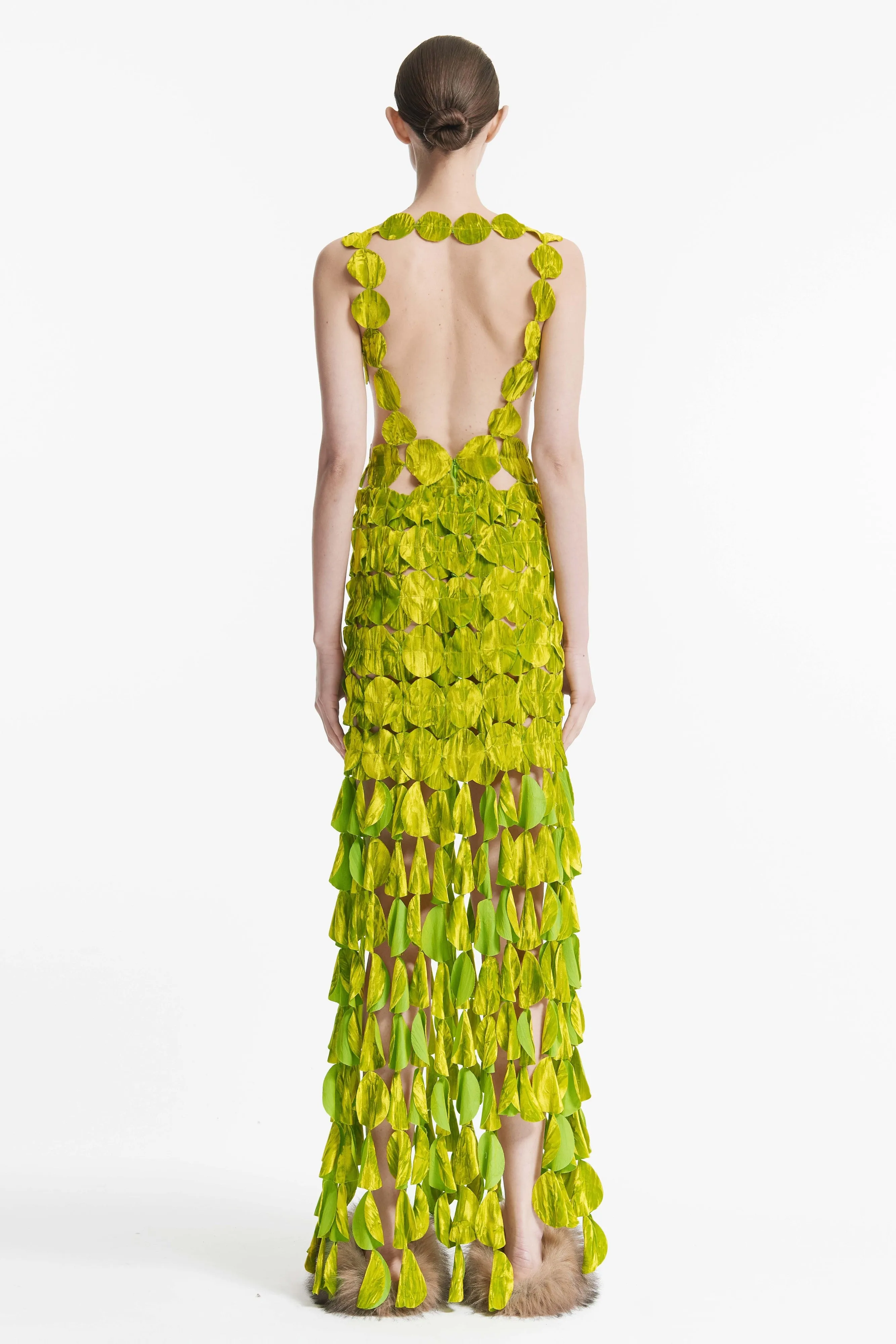 Multi Circle Asymmetric Double Layered Dress Citron - Exclusive